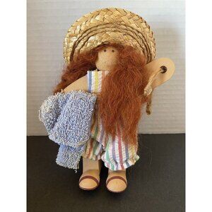 vintage 7" Lizzie High wooden beach girl figurine doll 1992 USA made READ